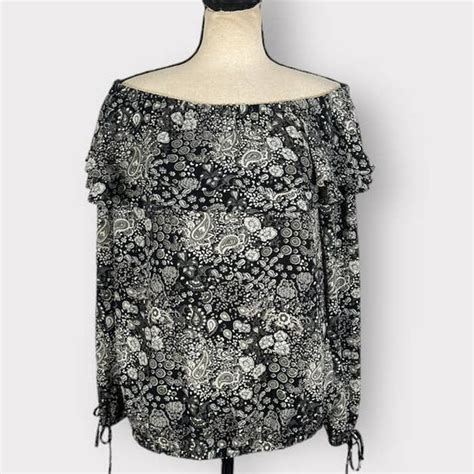 michael kors black white floral ruffle career blouse|Ruffles MICHAEL Michael Kors Blouses + FREE SHIPPING.